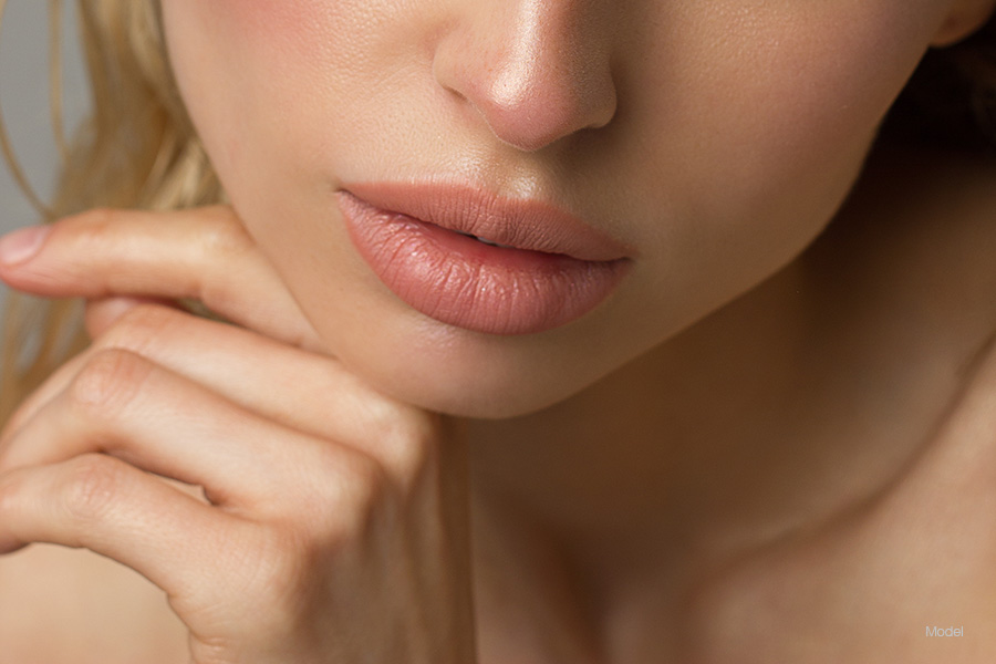 Young woman with thick lips